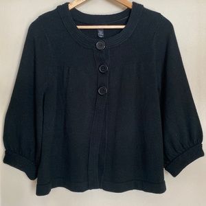 H&M Women’s Cardigan. 3 Button. Oversized Sleeves. Black. Size M.